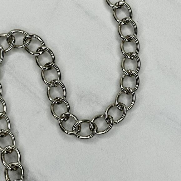 Silver Tone Flat Chain Link Belt Y2K Festival One Size (OS) ✨ - Picture 11 of 12